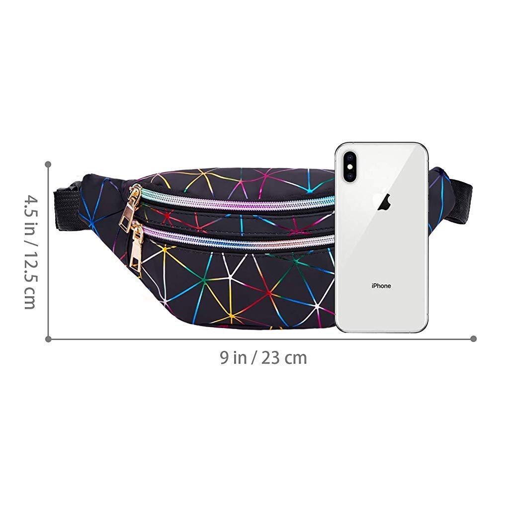 SANNIDHI  Waist Bag Ladies Outdoor Summer Sports Lightweight Waist Bag (Black) SANNIDHI  Waist Bag Ladies Outdoor Summer Sports Lightweight Waist Bag (Black)